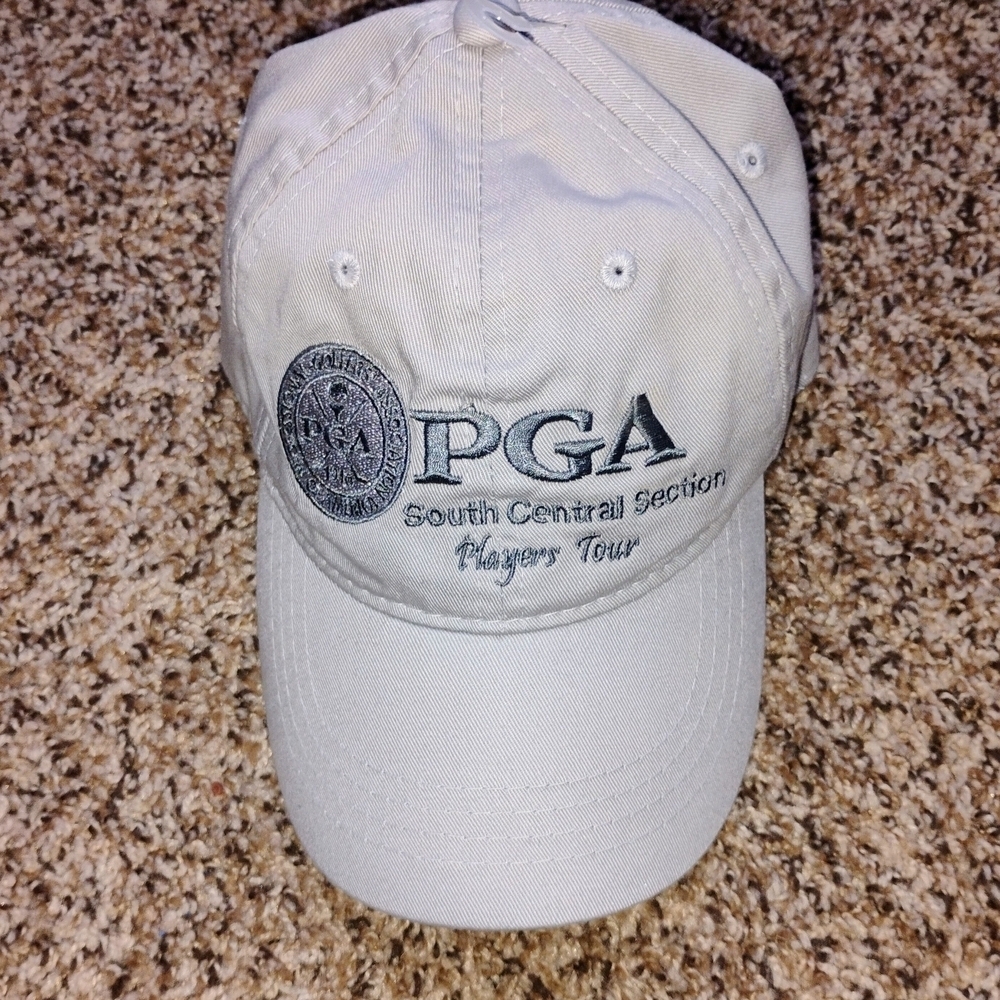 PGA South Central Section Players Tour Hat – Beige Cotton Adjustable Cap NWOT